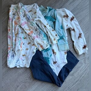 12-Month 5 Piece Set of Multicolor Baby Onesies